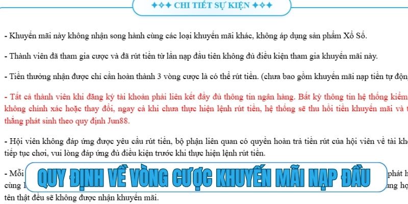 Quy định về vòng cược trong ưu đãi khuyến mãi nạp đầu