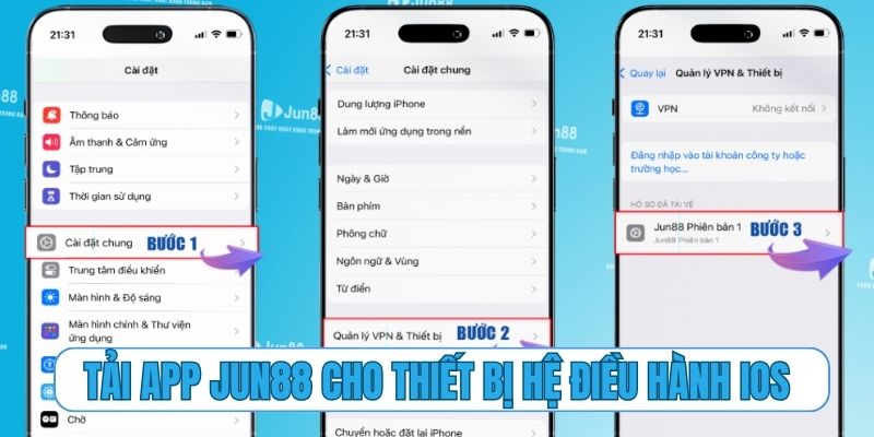 Tải app Jun88 cho thiết bị iPhone chạy hệ điều hành iOS